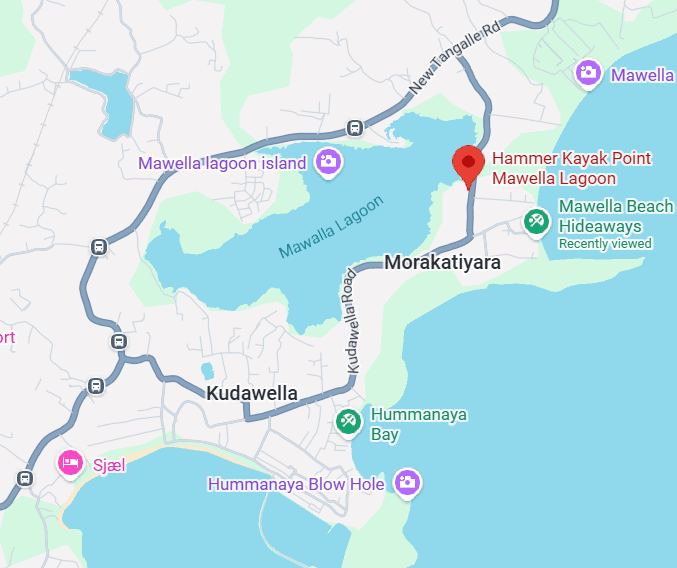 Stylized map overview of Bentota coastline, Sri Lanka