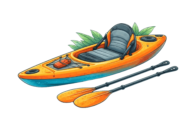 Kayakers on calm lagoon water among mangroves at Mawella