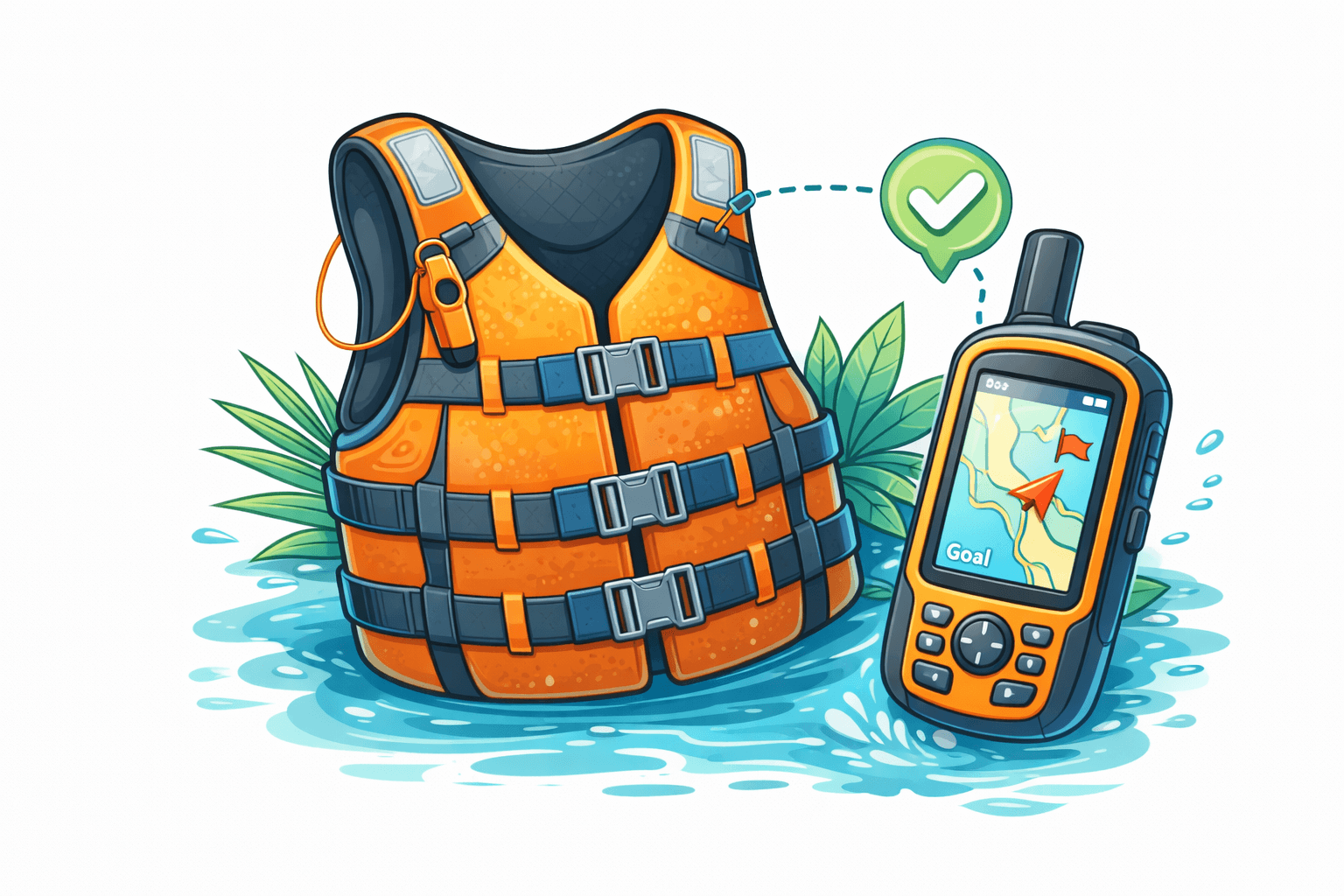 Kayaking safety on the water with life jackets and calm conditions